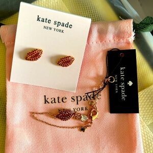 Kate Spade Rose Gold Lips Earrings and Bracelet Set